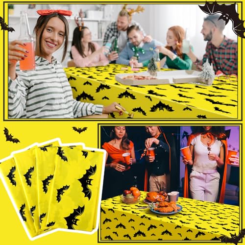 Halloween Bat Tablecloth Set - Disposable 4-Pack for Party Decor