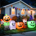Halloween Inflatable Outdoor Decoration Set - 8.5ft Pumpkin & Black Cat Scene