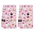 Halloween Kitchen Towels Set - Retro Ghost Pink Dish Hand Towels - Towel17 Variation