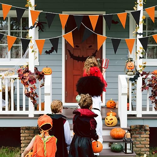 Halloween Pennant Banner Flags - Orange & Black 10 Pcs, 32.8ft Long, Party Decorations