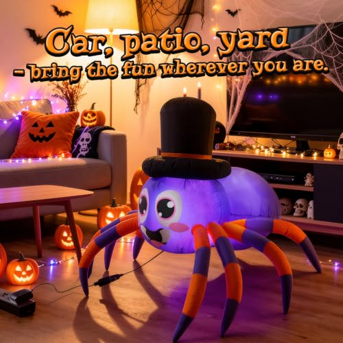 Halloween Trunk or Treat Car Decorations Kit Inflatable Spider with LEDs - Variation of Spider