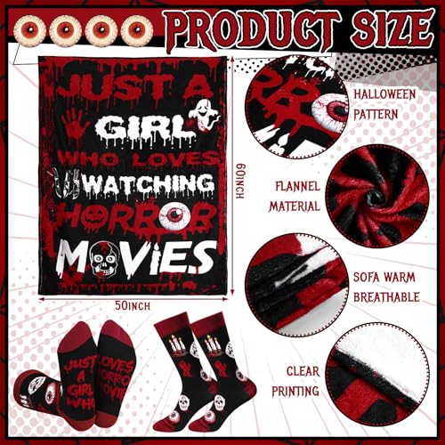 Horror Movie Throw Blanket & Socks Set - Halloween Spooky Cozy Accessories - Variation of THIS listing