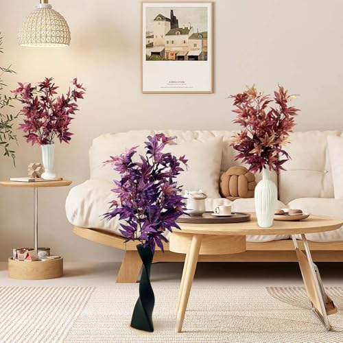 Artificial Maple Leaves Branches 3-Pack, 32.6 Inch Fall Faux Bushes for Decor