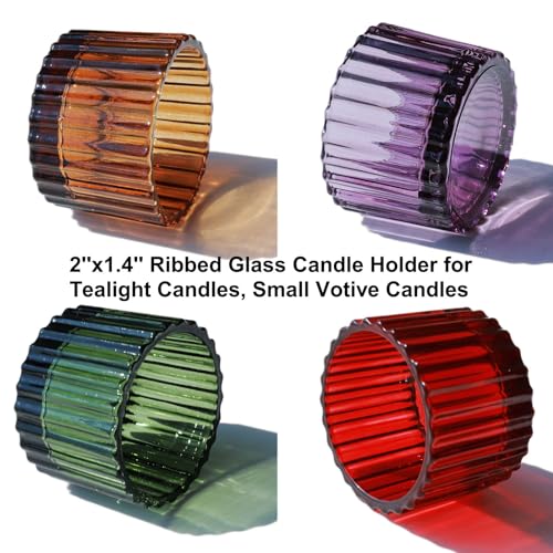 Multicolor Votive Candle Holders Set of 24 - Elegant Glass Centerpiece Decor