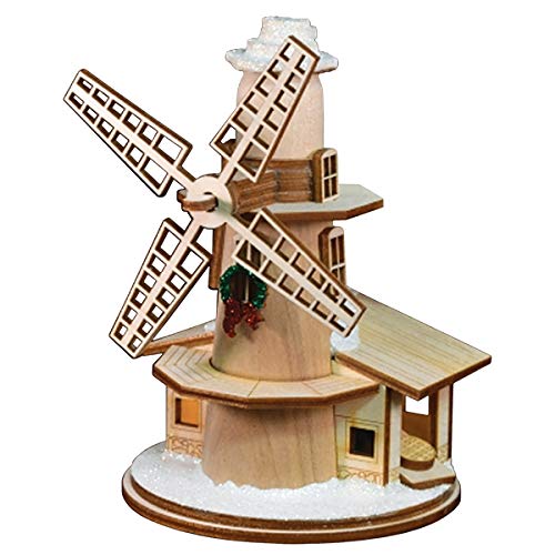 Windmill Wooden Christmas Ornament - Handcrafted Holiday Tree Decoration