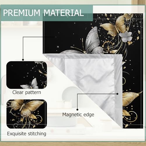 Magnetic Dishwasher Cover Decal Gold Silver Butterfly - Kitchen Decor 23x26 Inch