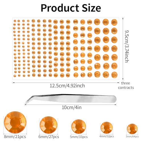 Self Adhesive Face Gems and Pearls for Makeup Festival Jewelry – 6mm Orange Variation