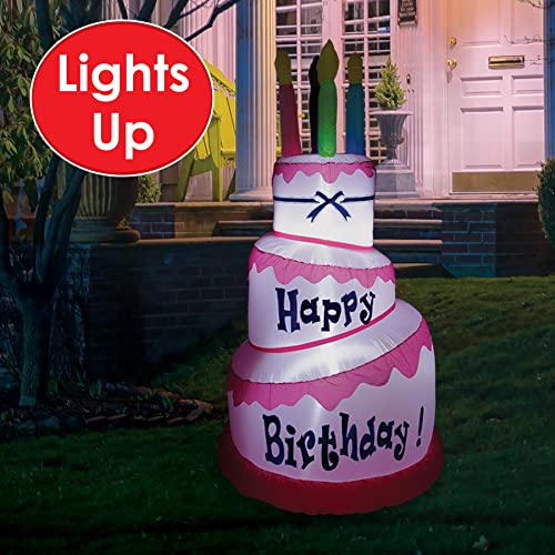 Inflatable Jumbo Birthday Cake with LED Lights - 70 Inch Yard Decor for Indoor & Outdoor Parties