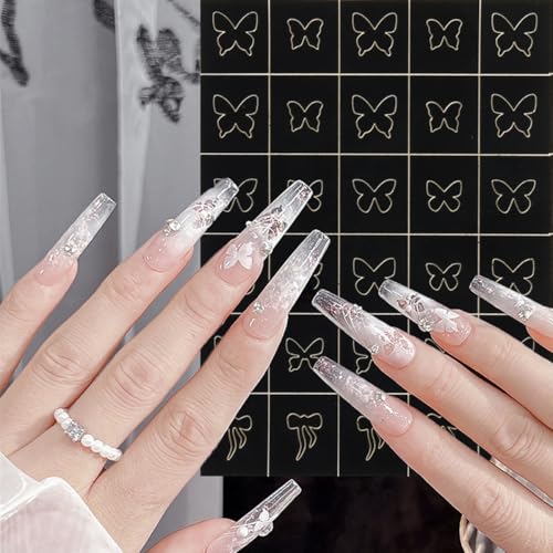 Black Airbrush Stencil Nail Art Stickers - 6 Sheets, 190 Patterns