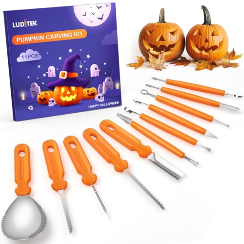 Pumpkin Carving Kit - 11 Pieces Halloween Jack-O-Lanterns Tools for Adults Kids