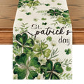 13x90 Inch Shamrocks Floral Leaves Table Runner for St Patrick's Day Decor Beige