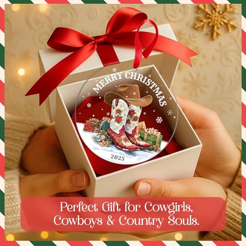Cowboy Boots Christmas Ornament - Handmade Western Holiday Décor