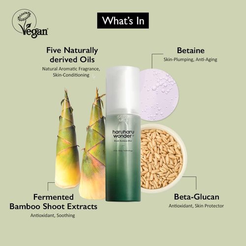 HARUHARU Wonder Black Bamboo Mist - Hydrating & Firming Skin Spray with Black Rice & Ginseng | 2.7 fl. oz.