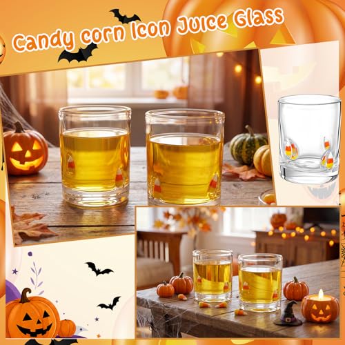 Halloween Candy Corn Juice Glasses Set of 2 - Cute Holiday Drinking Cups
