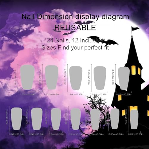 Halloween Press On Nails Set - Glossy Pink Blood Ghost Skull Spiders Variation 59