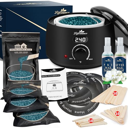 LCD Black Waxing Kit with Digital Wax Warmer & Accessories - Women & Men