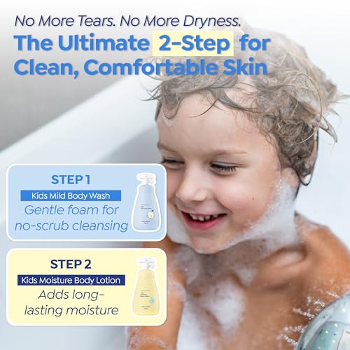 GOONGBE Kids Body Wash – Tear-Free Tested Gentle Pump Foam for Sensitive Skin – Low pH Hydrating Cleanser with Ceramide, Panthenol & Amino Acids – Allergen-Free Scent – Korean K-Beauty, 10.1 fl oz