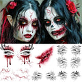 Blood Eye Fake Tattoo Sheets Halloween Temporary Makeup Kit - Realistic Face Scar & Wound Design