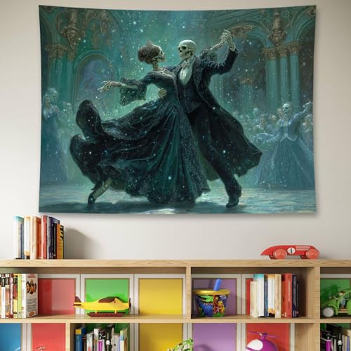 Skeleton Dancer Gothic Tapestry Wall Hanging - Personalized Background, 78.7 x 59.1 Inches