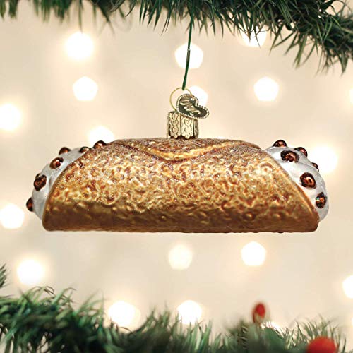 Glass Blown Christmas Ornament - Cannoli Dessert Holiday Decoration