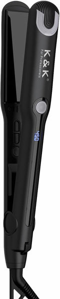 K&K Shine Therapy Hair Straightener - Professional 2-in-1 Flat Iron with Ceramic Coated Plates for Smooth, Frizz-Free Hair