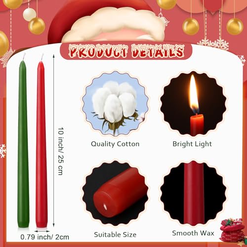 Christmas Taper Candles 36 Pack - Unscented Red and Green 10 Inch Dripless Candlesticks for Holiday Decor & Events (Variation: Red, Green)