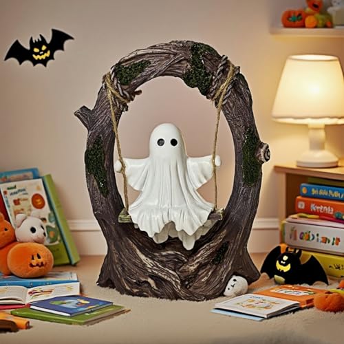 Halloween Ghost Swing Figurine Indoor & Outdoor Decor - Spooky Gothic Halloween Gift