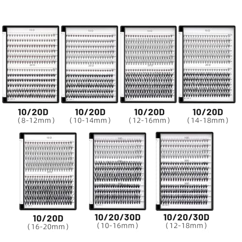 Mixed D Curl Lash Clusters 10D 20D with 6mm Lower Lashes 240pcs - 12-16mm Variations