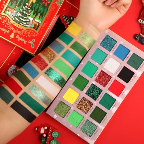 Red Green Eyeshadow Palette 18 Colors Multichrome Glitter Christmas Makeup