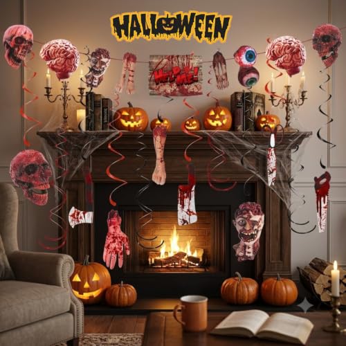 Halloween Banner Decorations 4-Pack Horror Party Set for Indoor Outdoor Use