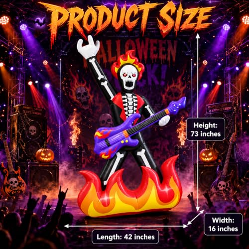 Inflatable Rock Guitar Skeleton Yard Decor for Halloween & Party