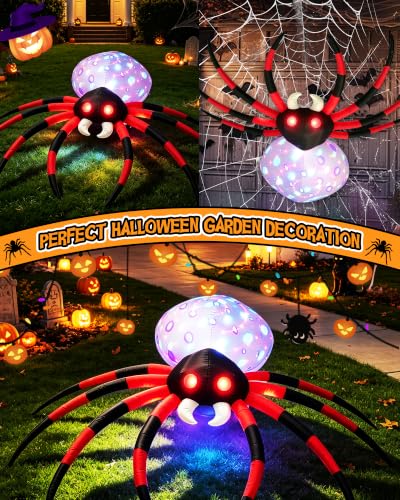 8FT Halloween Inflatable Spider with LED Lights for Outdoor Yard Decor