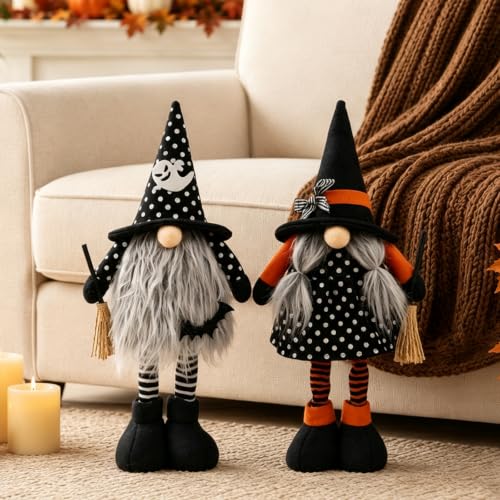 Halloween Gnome Figurines Set of 2 - Standing Halloween Home Decor - Variation of Halloween Gnome / Standard