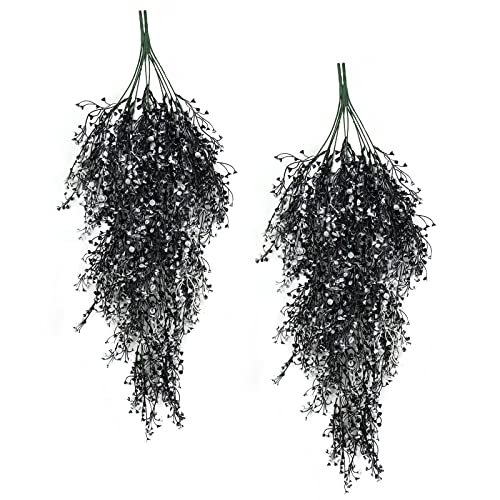 Artificial Hanging Wisteria Plants Set - Black & White, 4 Pack, 31.5 Inches