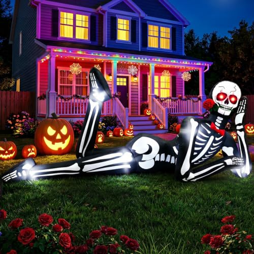 12FT Halloween Inflatable Skeleton with LED Lights Outdoor Decoration