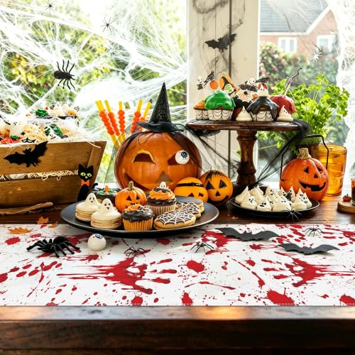 Halloween Blood Handprint Table Runner - 84x14 Inch Horror Decor - Variation of Horror Halloween / 1