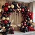 Burgundy Black Gold Balloon Garland Kit - Double Stuffed Latex Balloons for Party Decor