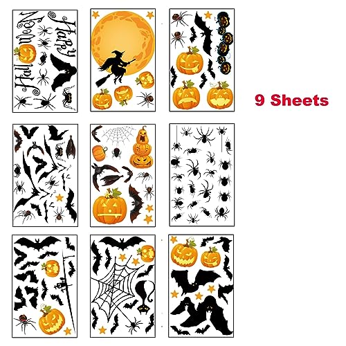 Pumpkin Spider Bats Halloween Window Clings for Home Decor - Variation: Pumpkin