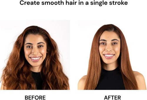 L'ANGE HAIR Le Vite Straightening Brush - Heated Tool for Smooth, Frizz-Free Hair | Dual-Voltage Ceramic Brush (Black)