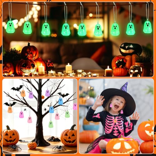 36Pcs Glowing Halloween Ghost Ornaments for Small Tree - Luminous Ghost Set