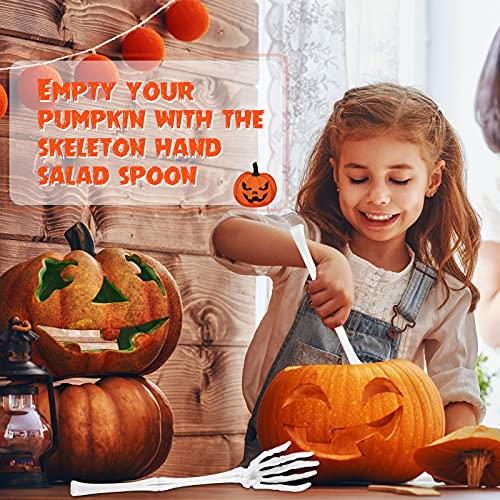 Halloween Skeleton Hand Salad Tongs Set - Spooky Kitchen Utensils for Party