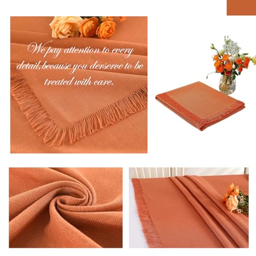 Midsummer Breeze Fall Thanksgiving Orange Rectangular Tablecloth 55x70 Inches with Fringed Edges