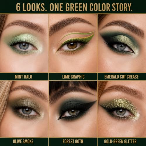 Green Eyeshadow Palette for Halloween & Gothic Makeup - 16 Colors - Miss Rõse