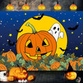 Halloween Pumpkin Field Photography Backdrop 8x6FT - Starry Sky Night Moon Ghost Scene - Baby Shower & Party Decorations - Variation of 96x72 Inches