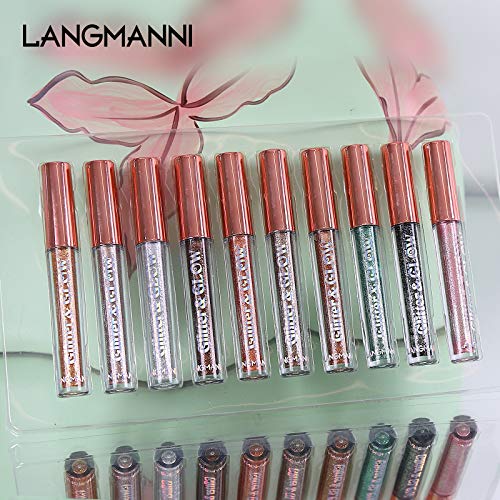 Liquid Glitter Eyeshadow Set - Metallic & Shimmer Pigments, Long Wear, 10 Shades