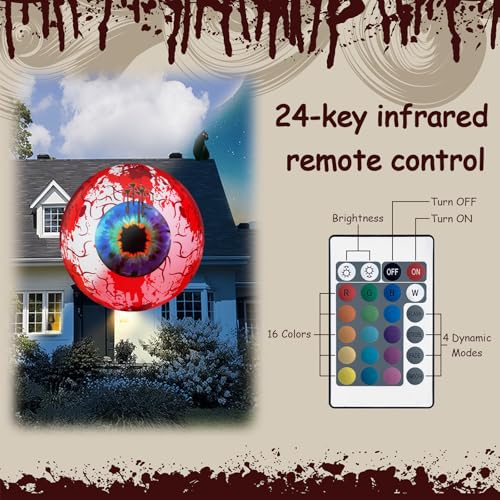 Inflatable Bloodshot Eyeballs Halloween Decor - 2 Pack Waterproof Garden Props with LED Lights - Red