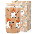 16 oz Ghost Cup with Lid & Stainless Steel Straw - Halloween Drinkware Gift