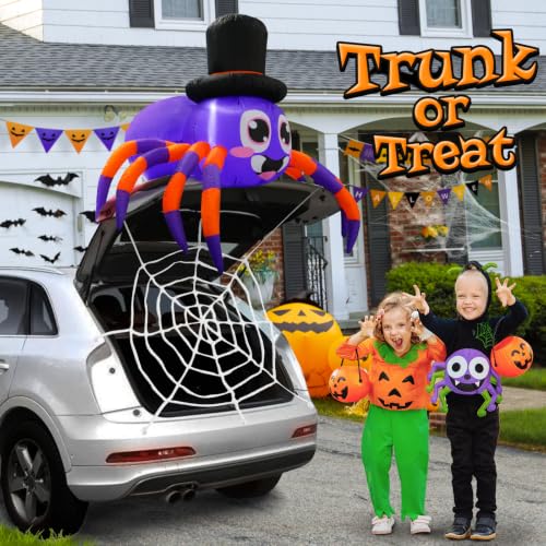 Halloween Trunk or Treat Car Decorations Kit Inflatable Spider with LEDs - Variation of Spider