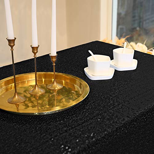 Black Sequin Tablecloth for Parties 60x102 Inch Rectangular Glitter Table Cover