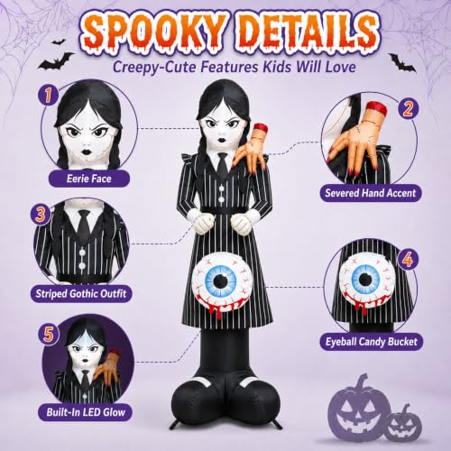 Halloween Inflatable Spooky Gothic Girl Witch Yard Decor - Scary Girl Variant